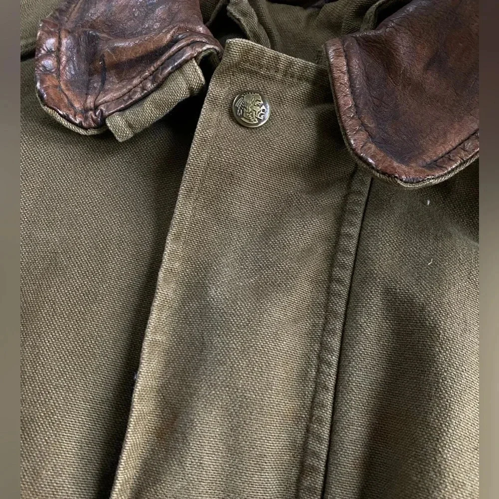 Vintage Woolrich Jacket Men’s Large Canvas Duster Coat Aztec Wool Blanket Lined